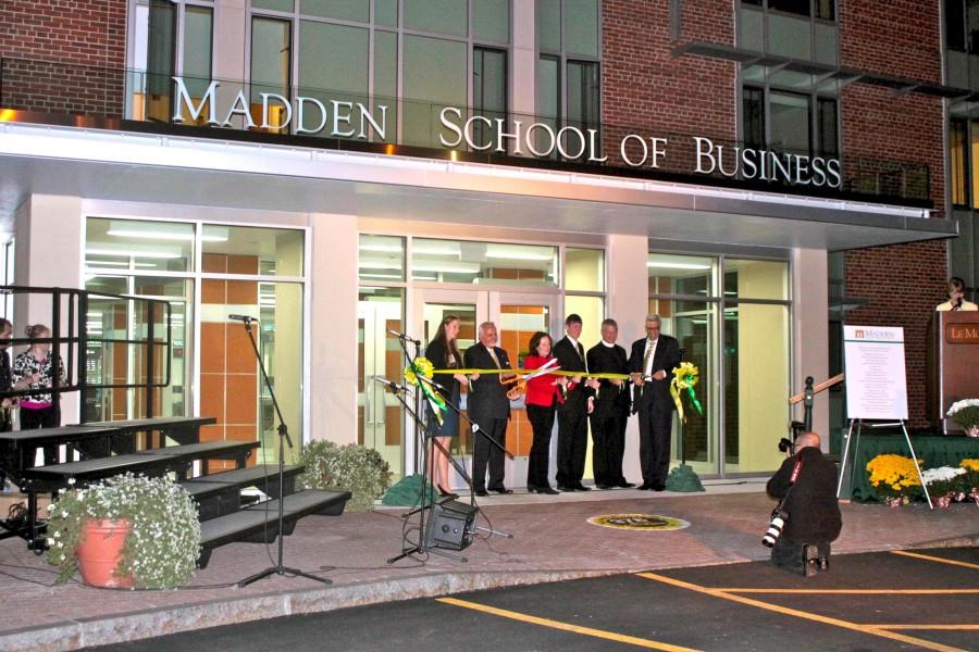 Speeches, blessing, the cutting of the ribbon: Pestello officially opens Madden School of Business