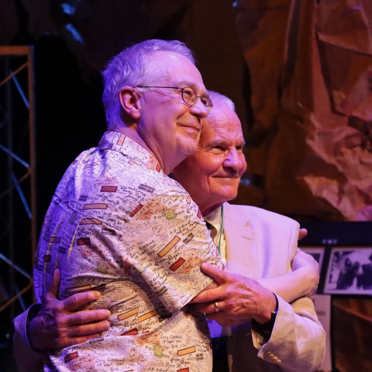 Karel "KB" Blakeley (left) with former VPA chair Bill Morris (right) at a celebration of KB's career in June 2023. Photo via the Le Moyne VPA Facebook.